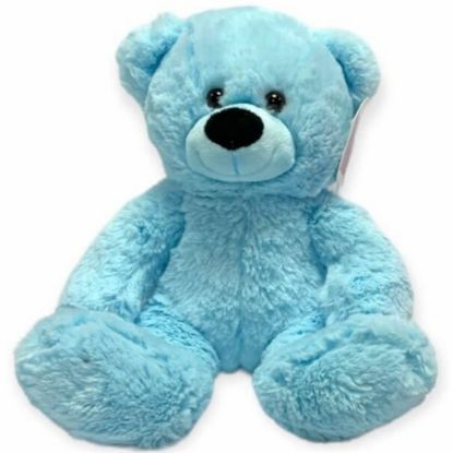 Picture of 20cm (8 INCH) SITTING BABY BOY BEAR WITH RIBBON BOW BLUE