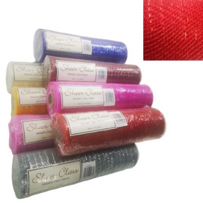 Picture of POLY DECO MESH 26cm (10 INCH) X 10yards METALLIC RED
