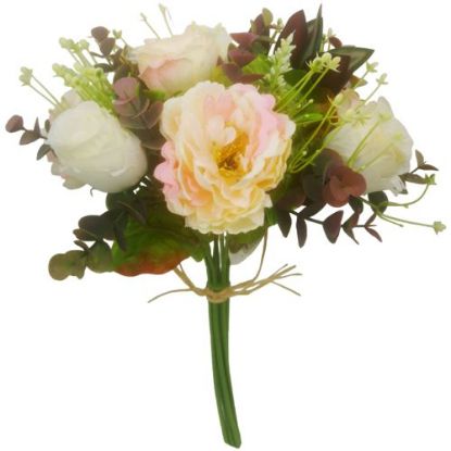 Picture of 35cm PEONY ROSEBUD AND EUCALYPTUS BUNDLE PINK/IVORY