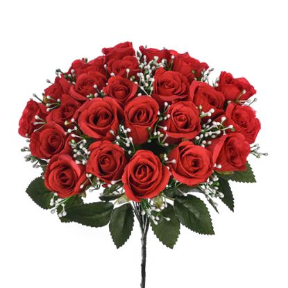 Picture of 40cm ROSEBUD BUSH WITH GYP (24 HEADS) RED