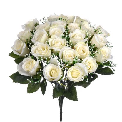 Picture of 40cm ROSEBUD BUSH WITH GYP (24 HEADS) IVORY