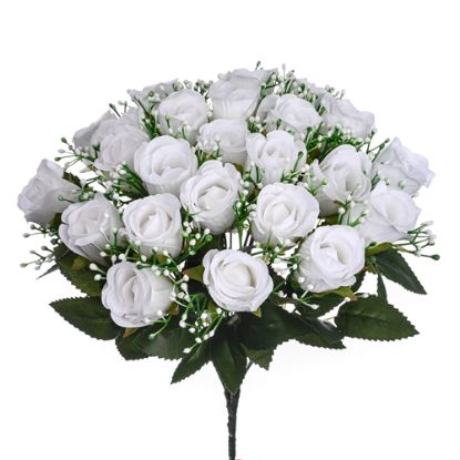 Picture of 40cm ROSEBUD BUSH WITH GYP (24 HEADS) WHITE