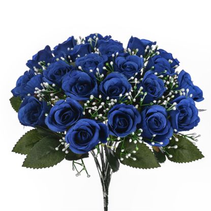 Picture of 40cm ROSEBUD BUSH WITH GYP (24 HEADS) ROYAL BLUE