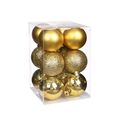 Picture of 5cm CHRISTMAS BAUBLES ASSORTED GOLD X 12pcs