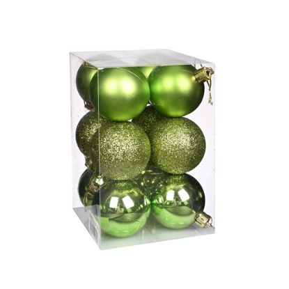 Picture of 5cm CHRISTMAS BAUBLES ASSORTED OLIVE GREEN X 12pcs