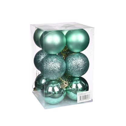 Picture of 5cm CHRISTMAS BAUBLES ASSORTED MINT GREEN X 12pcs