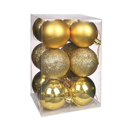 Picture of 6cm CHRISTMAS BAUBLES ASSORTED GOLD X 12pcs