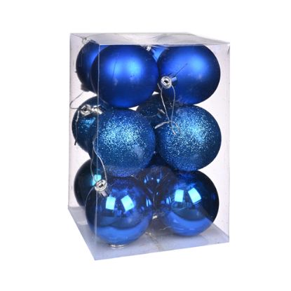 Picture of 6cm CHRISTMAS BAUBLES ASSORTED ROYAL BLUE X 12pcs