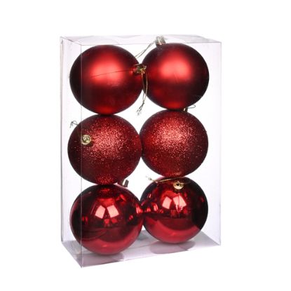 Picture of 8cm CHRISTMAS BAUBLES ASSORTED RED X 6pcs