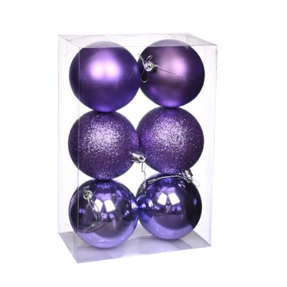 Picture of 8cm CHRISTMAS BAUBLES ASSORTED LILAC X 6pcs