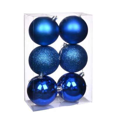 Picture of 8cm CHRISTMAS BAUBLES ASSORTED ROYAL BLUE X 6pcs