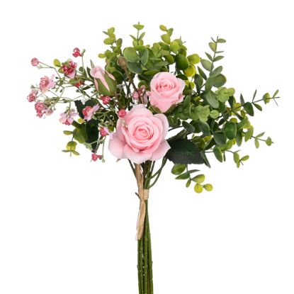 Picture of 33cm ROSE AND FOLIAGE BUNDLE LIGHT PINK