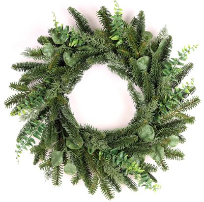 Picture of 60cm (24 INCH) MIXED SPRUCE AND FOLIAGE CHRISTMAS WREATH GREEN