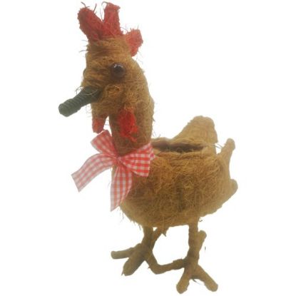 Picture of 36cm COCO FIBRE STANDING ROOSTER PLANTER WITH PLASTIC LINING