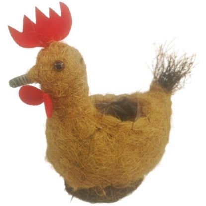 Picture of 31cm COCO FIBRE SITTIING ROOSTER PLANTER WITH PLASTIC LINING