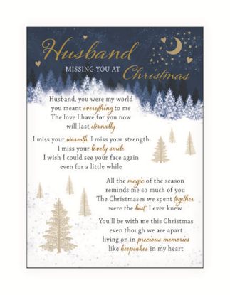 Picture of PLASTIC COATED MEMORIAL CARD X 6pcs - HUSBAND MISSING YOU AT CHRISTMAS