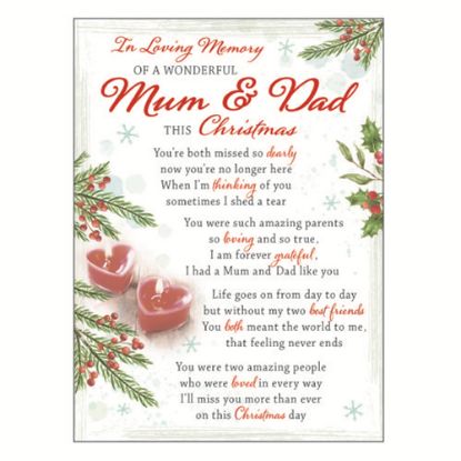 Picture of PLASTIC COATED MEMORIAL CARD X 6pcs - I-L-M MUM AND DAD THIS CHRISTMAS