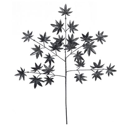 Picture of 86cm GLOSSY LEAF SPRAY WITH GLITTER GREY/BLACK