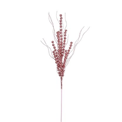 Picture of 46cm GLITTERED BERRY AND GRASS SPRAY PINK