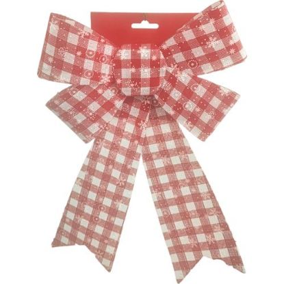 Picture of 30cm LARGE CHRISTMAS BOW TARTON RED/WHITE