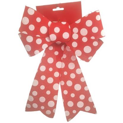 Picture of 30cm LARGE CHRISTMAS BOW WITH DOTS RED/WHITE