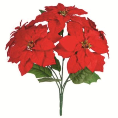 Picture of 45cm LARGE POINSETTIA BUSH (5 HEADS) RED