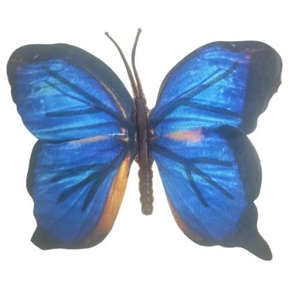 Picture of 8cm BUTTERFLY ON WIRE ROYAL BLUE/BLACK X 36pcs