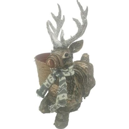 Picture of 28cm NATURAL SITTING REINDEER WITH POT