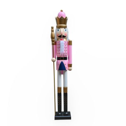 Picture of 150cm WOODEN CHRISTMAS NUTCRACKER FIGURE PINK/WHITE