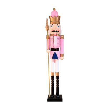 Picture of 120cm WOODEN CHRISTMAS NUTCRACKER FIGURE PINK/WHITE