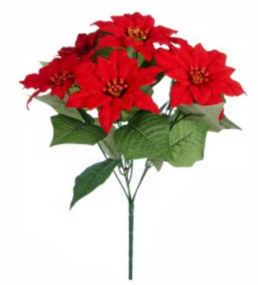Picture of 36cm POINSETTIA BUSH (6 HEADS) RED