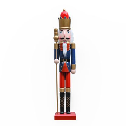 Picture of 90cm WOODEN CHRISTMAS NUTCRACKER FIGURE RED/BLUE