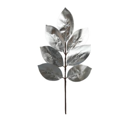 Picture of 55cm GLOSSY MAGNOLIA LEAF SPRAY SILVER