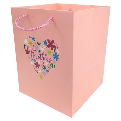 Picture of FLOWER BAG 190x190x250mm HAPPY MOTHERS DAY DAISY HEART X 10pcs PINK/MULTI