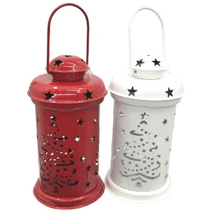 Picture of 18.5cm METAL LANTERN RED & WHITE ASSORTED X 36pcs
