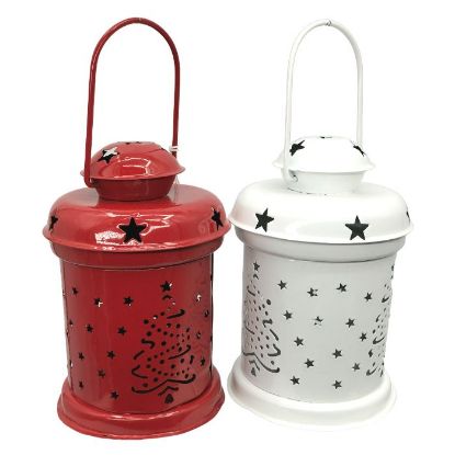 Picture of 14cm METAL LANTERN RED & WHITE ASSORTED X 48pcs