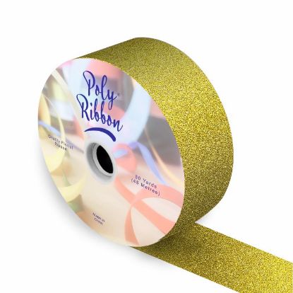 Picture of 50mm (2 INCH) POLY RIBBON X 50 YARDS GLITTER GOLD