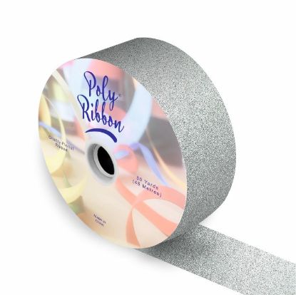 Picture of 50mm (2 INCH) POLY RIBBON X 50 YARDS GLITTER SILVER