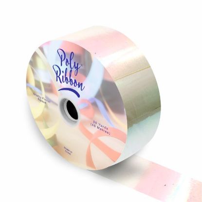 Picture of 50mm (2 INCH) POLY RIBBON X 50 YARDS IRIDESCENT WHITE