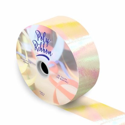 Picture of 50mm (2 INCH) POLY RIBBON X 50 YARDS IRIDESCENT IVORY
