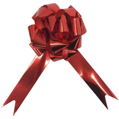 Picture of POLY RIBBON PULL BOWS 30mm X 30pcs METALLIC RED