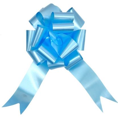 Picture of POLY RIBBON PULL BOWS 50mm X 20pcs LIGHT BLUE
