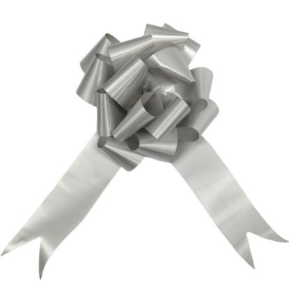 Picture of POLY RIBBON PULL BOWS 50mm X 20pcs SILVER