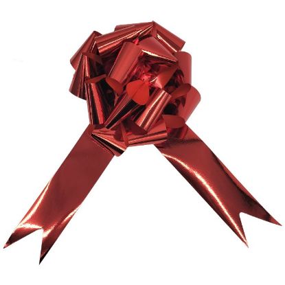 Picture of POLY RIBBON PULL BOWS 50mm X 20pcs METALLIC RED