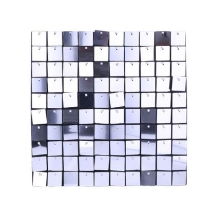 Picture of SEQUIN WALL PANEL 30cm X 30cm SQUARE SEQUINS SILVER