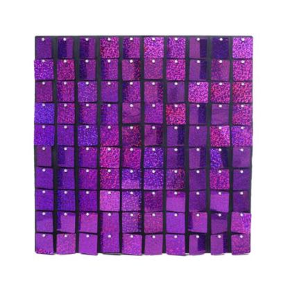 Picture of SEQUIN WALL PANEL 30cm X 30cm SQUARE SEQUINS HOLOGRAPHIC PURPLE