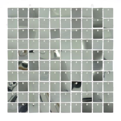 Picture of SEQUIN WALL PANEL 30cm X 30cm SQUARE SEQUINS ACRYLIC BACKED SILVER (TYPE B)