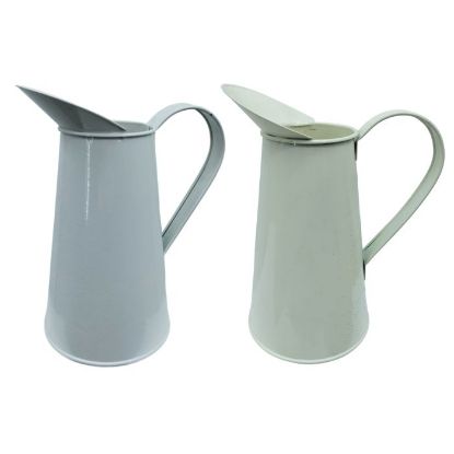 Picture of 22cm METAL JUG IVORY & WHITE ASSORTED X 24pcs (SECONDS)