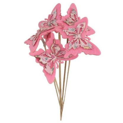 Picture of 7.5cm FELT BUTTERFLY WITH SPRING ON 50cm STICK LIGHT PINK X 6pcs