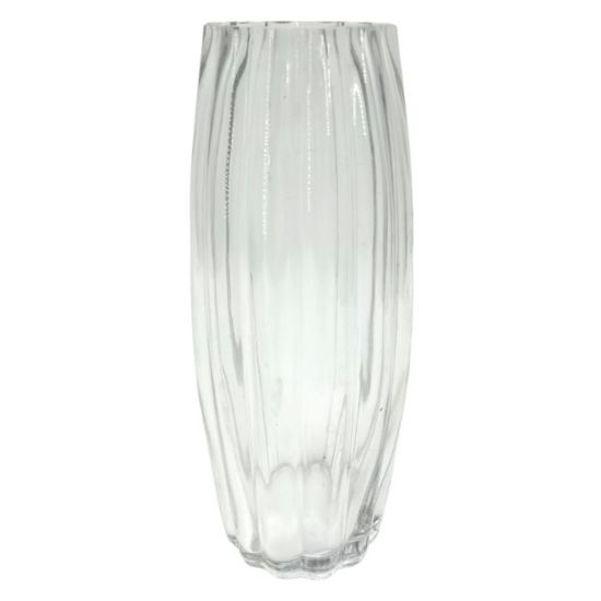 Picture of 25cm CLEAR GLASS VASE RIBBED X 11pcs